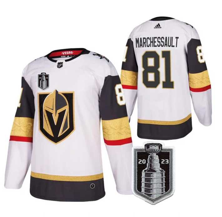 Men%27s Vegas Golden Knights #81 Jonathan Marchessault White 2023 Stanley Cup Final Stitched Jersey Dzhi->vegas golden knights->NHL Jersey